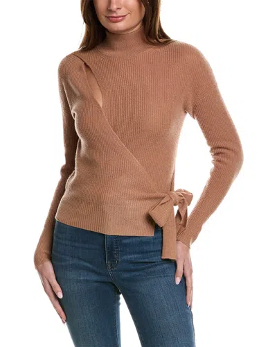 Incashmere Wrap Front Cashmere Sweater In Brown