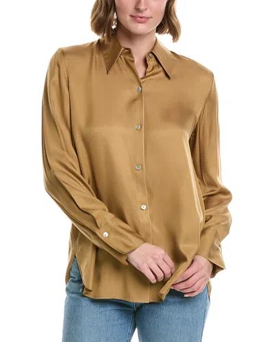 Vince Easy Button-down Silk-blend Blouse In Brown