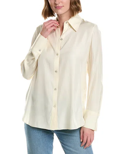 Vince Easy Button-down Silk-blend Blouse In White