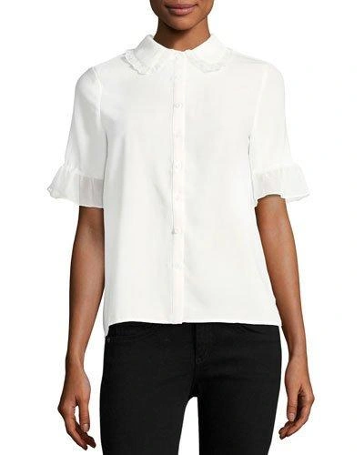 English Factory Ruffled Georgette Shirt In White