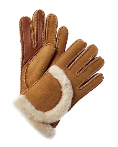 Ugg Pt Dnu  Exposed Seam Suede Gloves In Brown