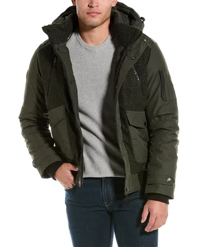 Point Zero Coated Fine Canvas Bomber Jacket In Green