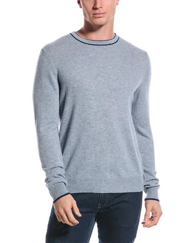Qi Cashmere Contrast Trim Cashmere Sweater In Blue