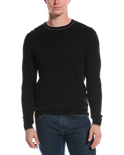 Qi Cashmere Contrast Trim Cashmere Sweater In Black