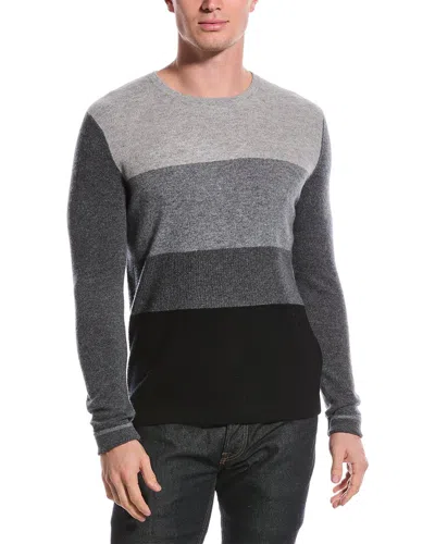 Qi Cashmere Colorblocked Cashmere Sweater In Grey