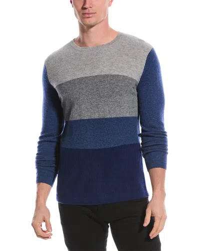 Qi Cashmere Colorblocked Cashmere Sweater In Blue