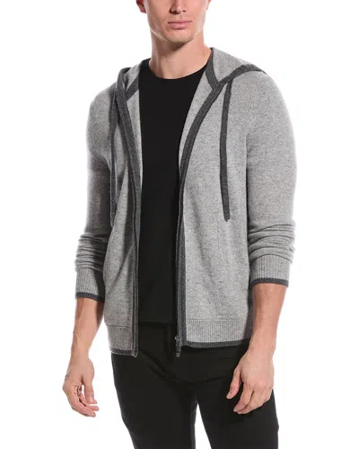 Qi Cashmere Colorblocked Cashmere Hoodie In Grey