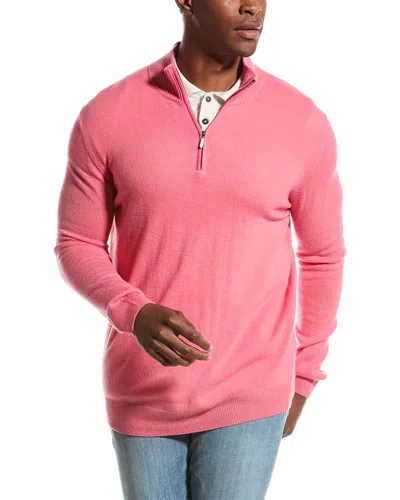 Forte Cashmere 1/4-zip Cashmere Mock Sweater In Pink