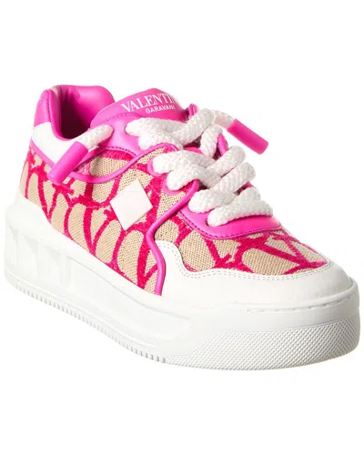 Valentino Garavani One Stud Xl Canvas Sneakers In Pink