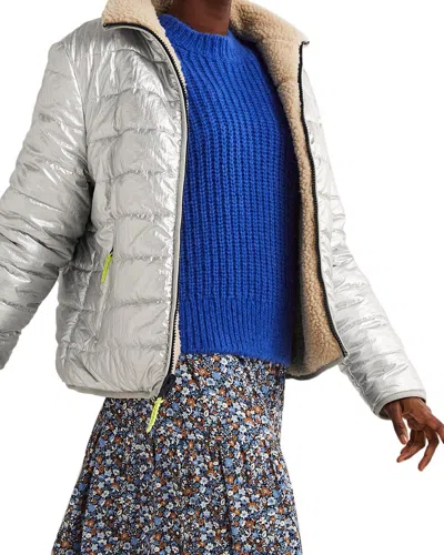 Boden Reversible Borg Puffer Jacket In Silver