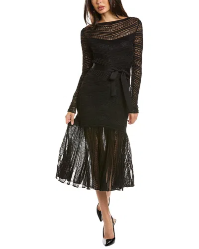 Carolina Herrera Chevron Stripe Midi Dress In Black