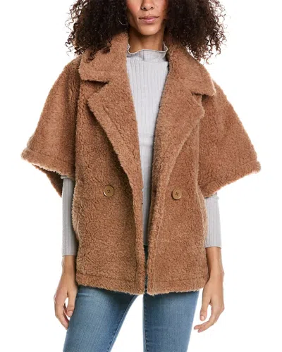 Adrienne Landau Wool Cape Coat In Brown