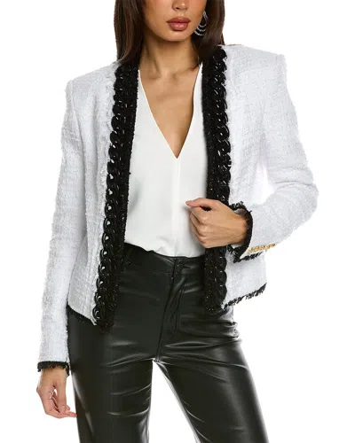 Balmain Side To Side Silicon Chain Tweed Jacket In White