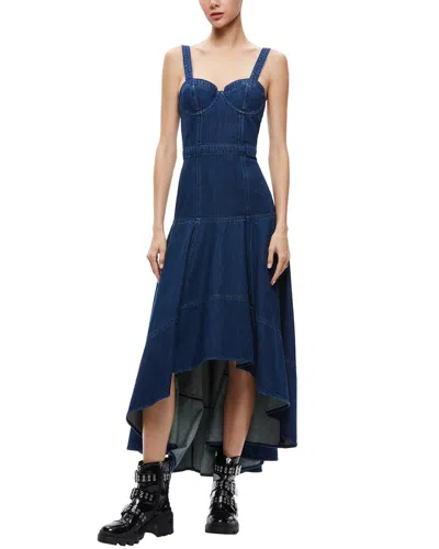 Alice And Olivia Donella Denim High-low Dress In Blue