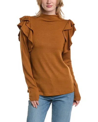 Luxe Always Ruffle Sweater In Brown