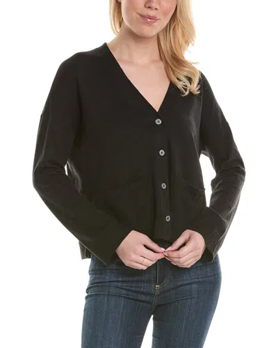 Lilla P Pocket Cardigan Linen-blend Sweater In Black