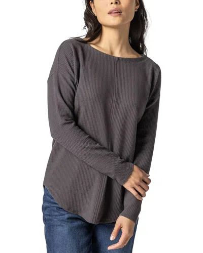 Lilla P Shirttail Hem Boatneck Pullover In Beige