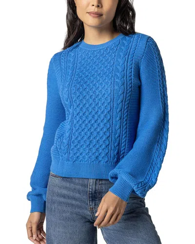 Lilla P Cable Crewneck Sweater In Blue