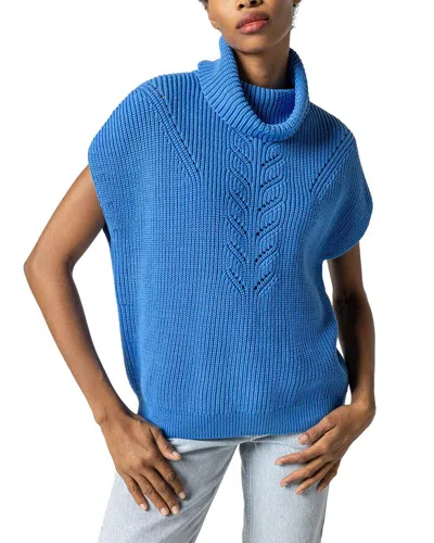 Lilla P Ribbed Poncho Sweater In Blue