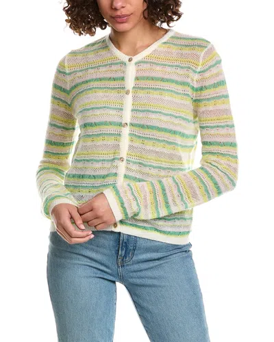 Minnie Rose Multi Stitch Mohair, Wool & Silk-blend Cardigan In Green