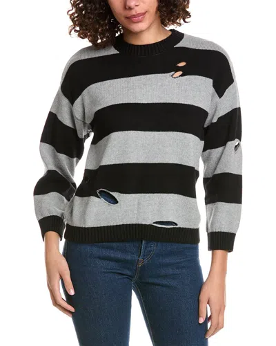 Minnie Rose Striped Cutout Cashmere-blend Sweater In Black