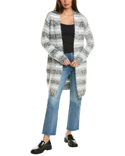 Lovestitch Fuzzy Fringe Cardigan In Black