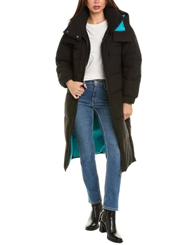Nvlt Contrast Lined Puffer Coat In Black