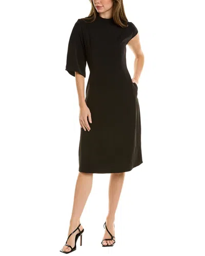 Gracia One-sleeve Midi Dress In Black