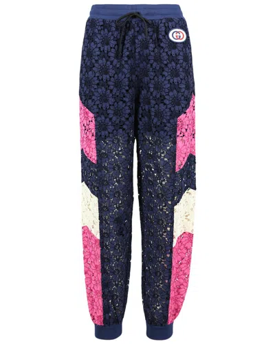 Gucci Lace & Intarsia Pant In Blue