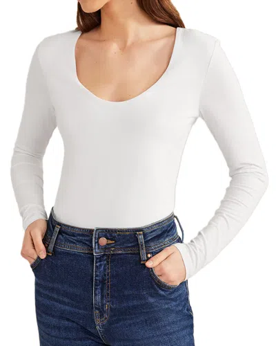 Boden Double Layer Scoop Neck Top White Women