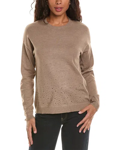 Renuar Rhinestone Sweater In Brown