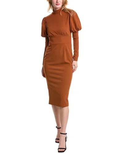 Alexia Admor Divya Mock Neck Midi Sheath Dress In Brown