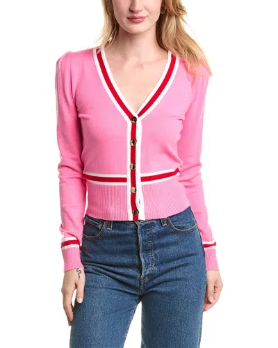 Alexia Admor Contrast Trim Long Sleeve Cardigan In Pink