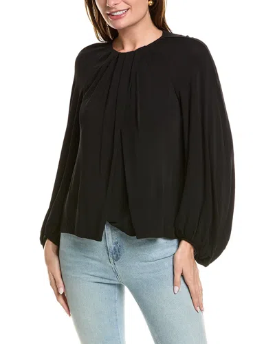 Rebecca Taylor Twist Front Blouse In Black