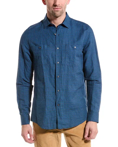 J.mclaughlin Check Jett Linen-blend Shirt In Blue