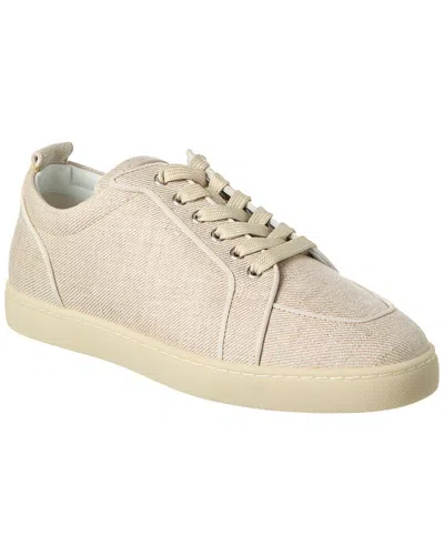 Christian Louboutin Rantulow Grosgrain-trimmed Linen-canvas Sneakers In Beige