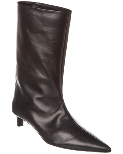 Jil Sander Leather Ankle Boot In Black