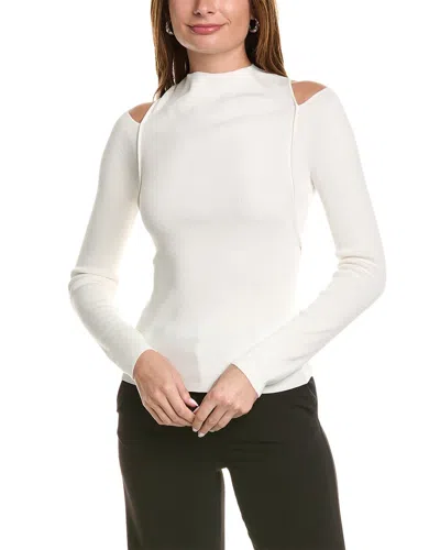 Lafayette 148 New York Ribbed Sweater In White