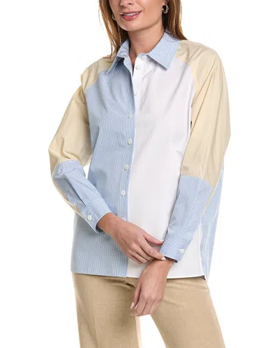 Lafayette 148 New York Colorblocked Shirt In Blue