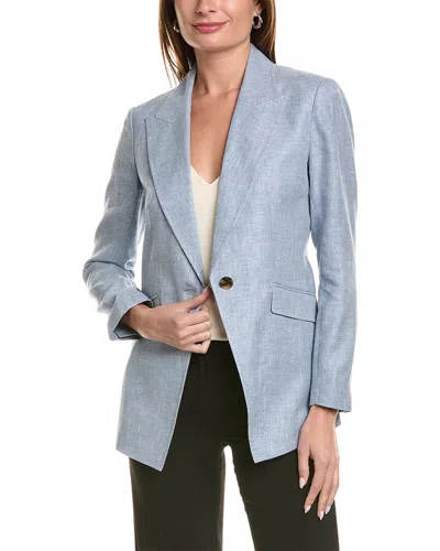 Lafayette 148 New York Royer Linen & Wool-blend Blazer In Blue