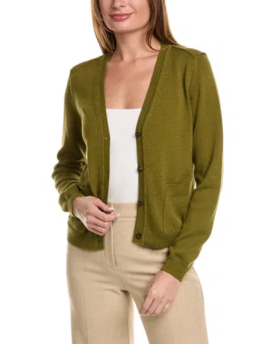 Lafayette 148 New York Button Front Silk-blend Cardigan In Green