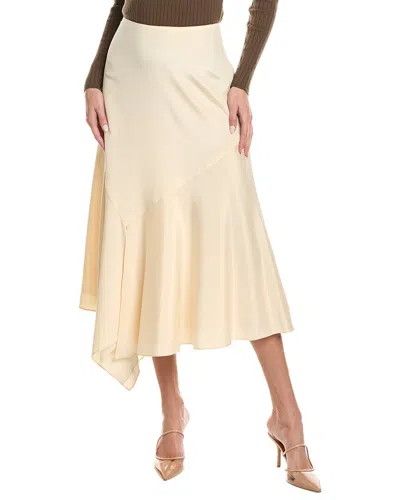 Lafayette 148 New York Asymmetric Silk-blend Skirt In Tan