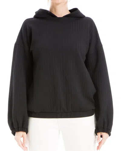 Max Studio Textured Hooded Pullover In Black