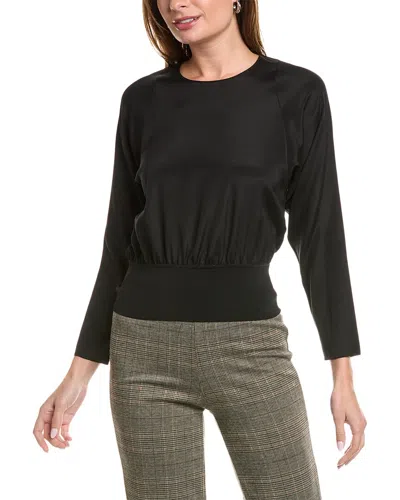 Lafayette 148 New York Blouson Silk-blend Top In Black