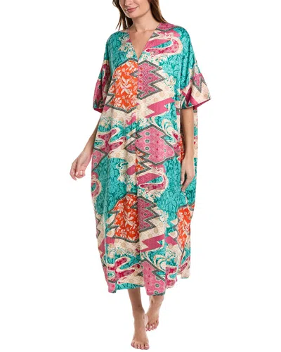 Natori Orient Express Cocoon Caftan Dress In Blue