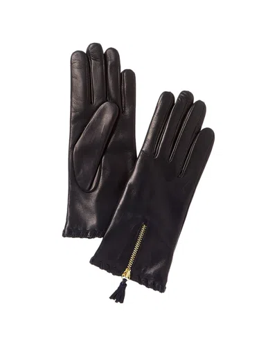 Portolano Wool-lined Leather Gloves In Blue