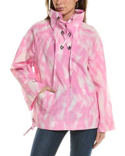 Ganni Tie-dyed Shell Raincoat In Pink
