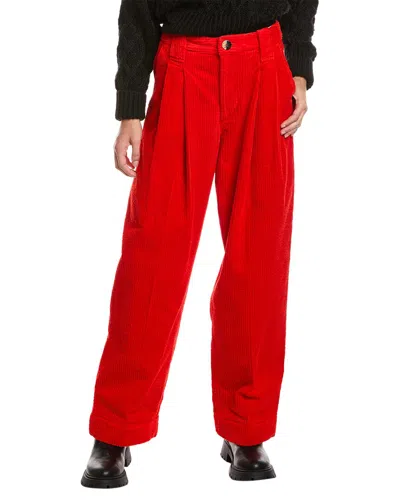 Ganni Corduroy Loose Fit Pant In Red