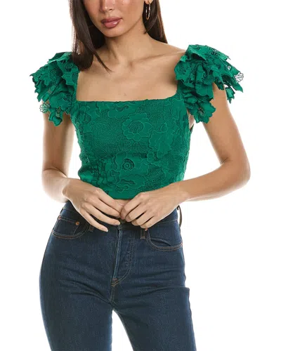 Alice And Olivia Women's Tawny Ruffle Lace Crop Top In Green