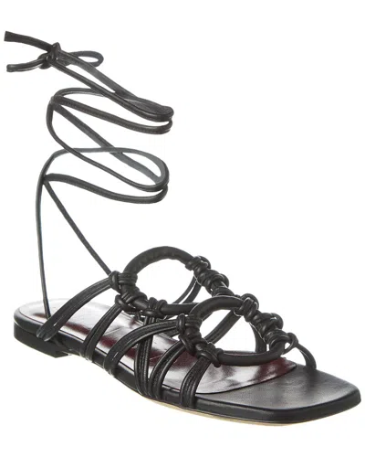 Staud Adeline Lace-up Leather Sandal In Black